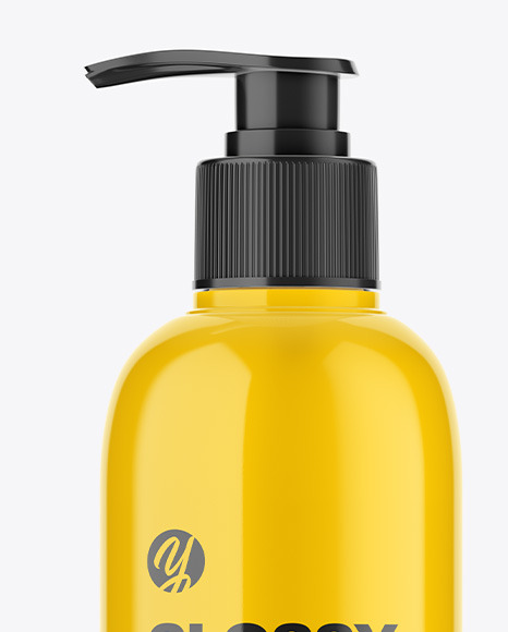 Glossy Plastic Bottle with Pump Mockup