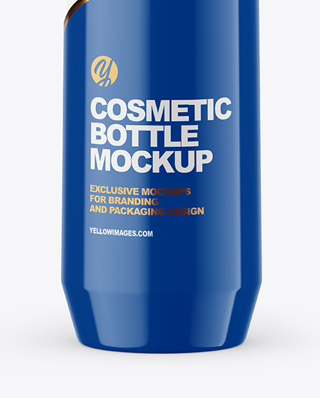 Glossy Cosmetic Bottle with Pump Mockup