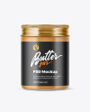 Clear Glass Jar w/ Peanut Butter Mockup