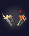 Cup Popcorn And Drink Mockup