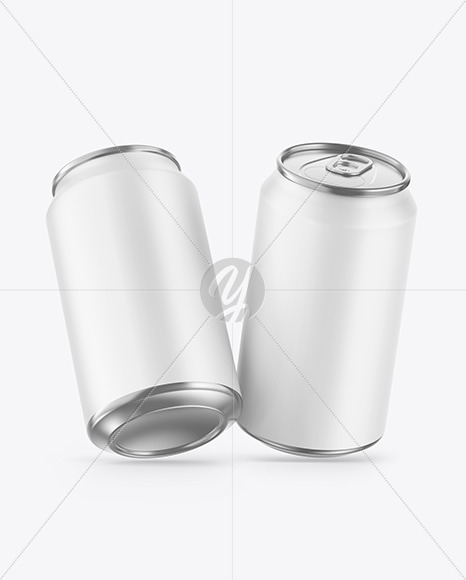 Two Metallic Drink Cans w/ Matte Finish Mockup