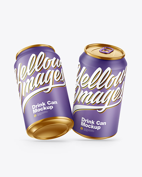 Two Metallic Drink Cans w/ Matte Finish Mockup