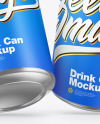 Two Metallic Drink Cans w/ Matte Finish Mockup