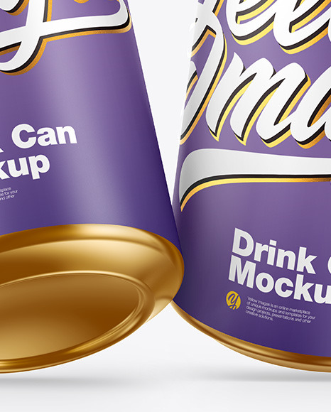 Two Metallic Drink Cans w/ Matte Finish Mockup