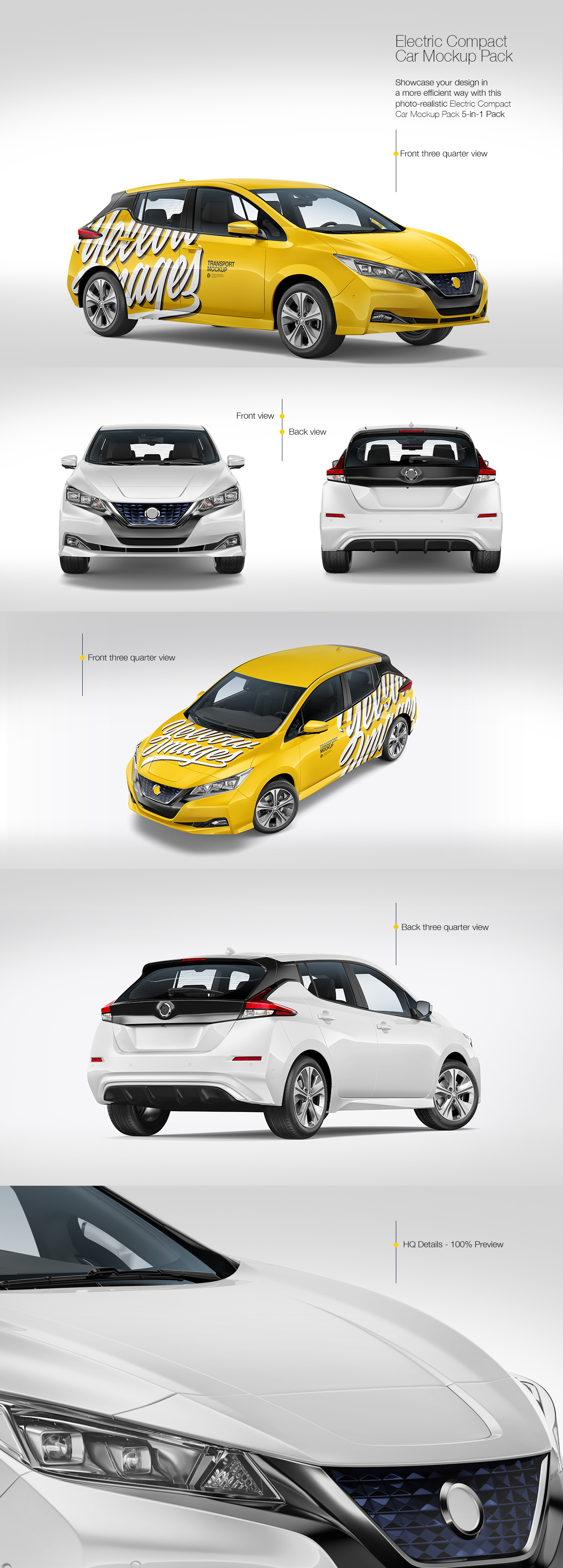 Electric Compact Car Mockup Pack Electric Compact Car Mockup Pack