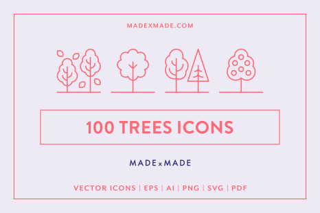 Line Icons – Trees - Nature icons