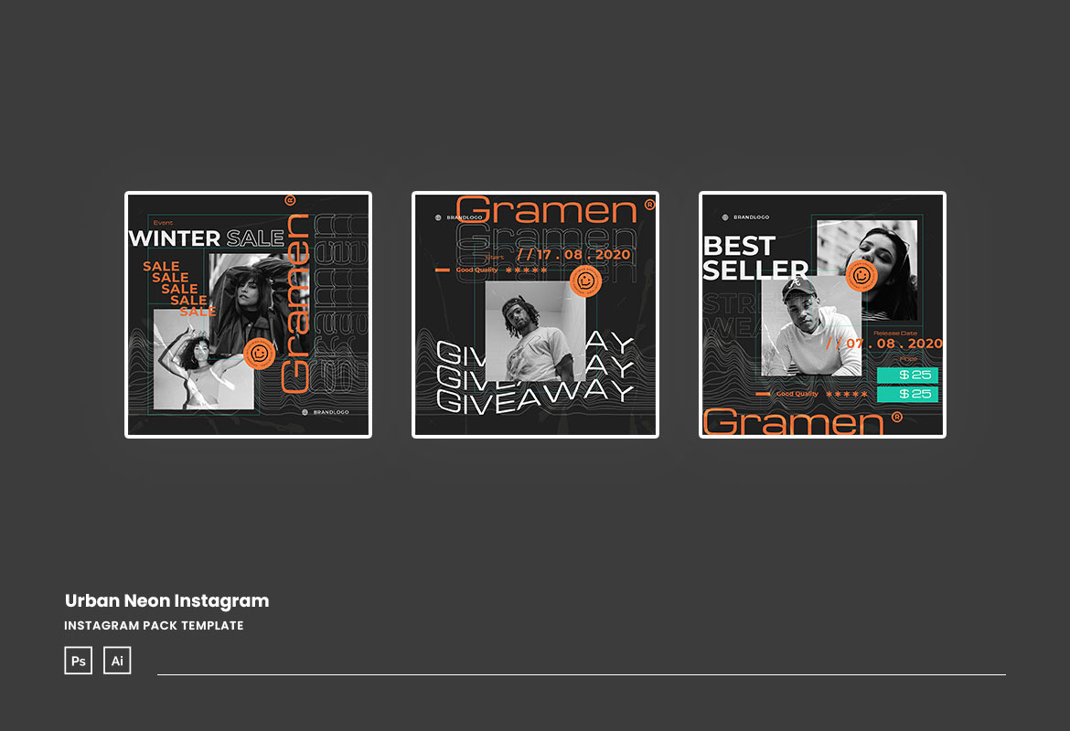 Urban Neon Instagram Post Template Urban Neon Instagram Post Template