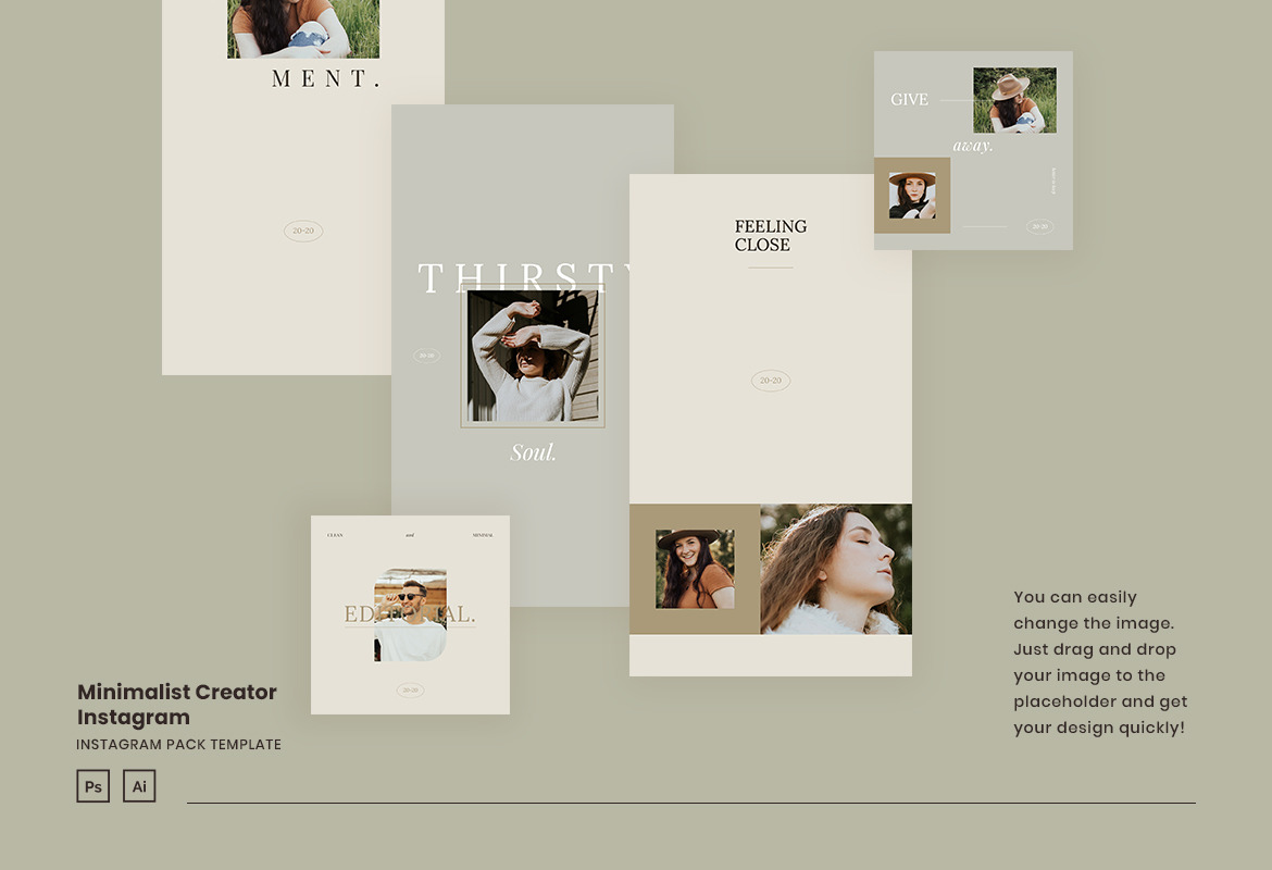 Minimalist Instagram Post &amp; Story Template for Creator