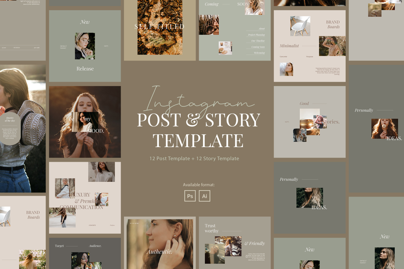 Minimalist Beauty Instagram Post &amp; Story Template