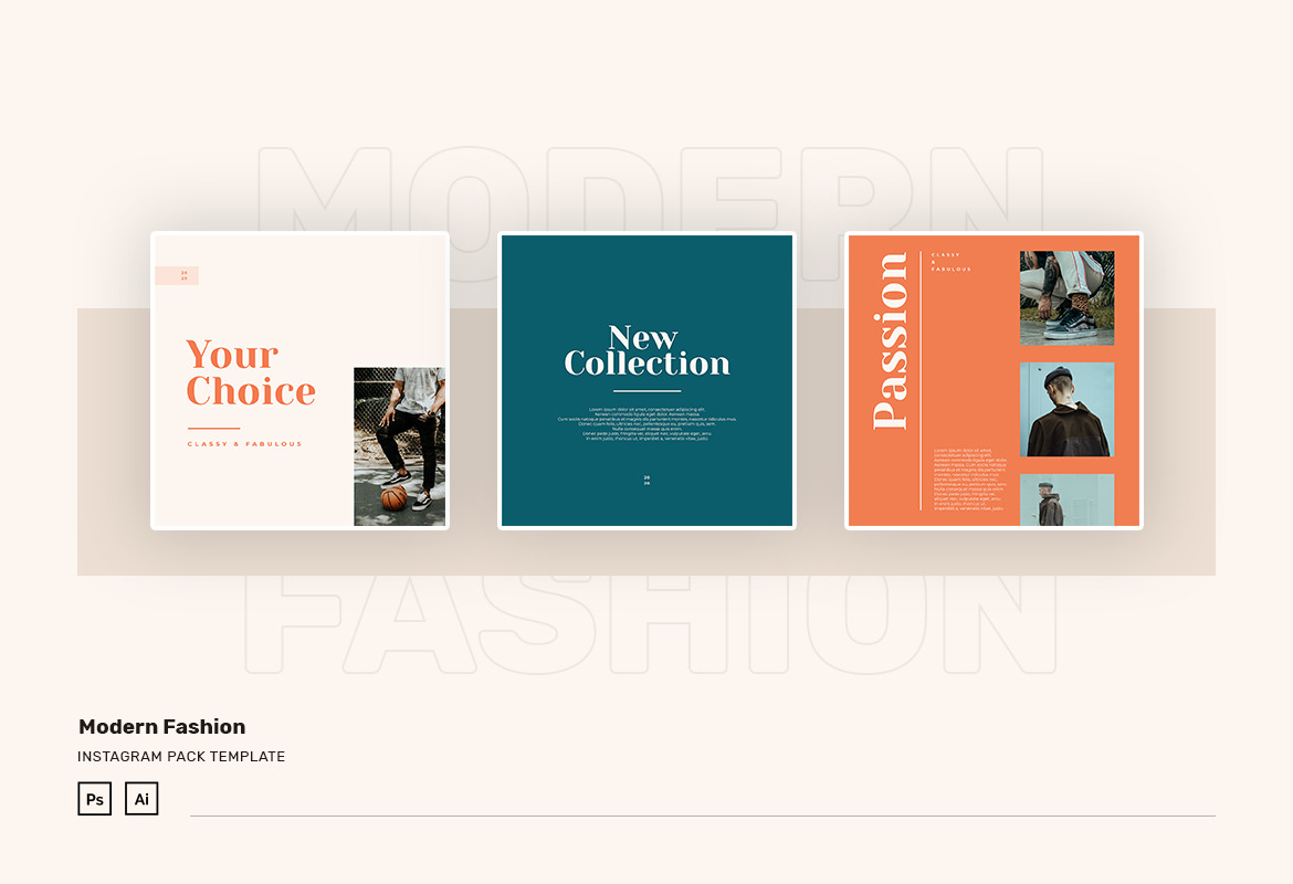 Modern Fashion Instagram Post & Story Template Modern Fashion Instagram Post & Story Template