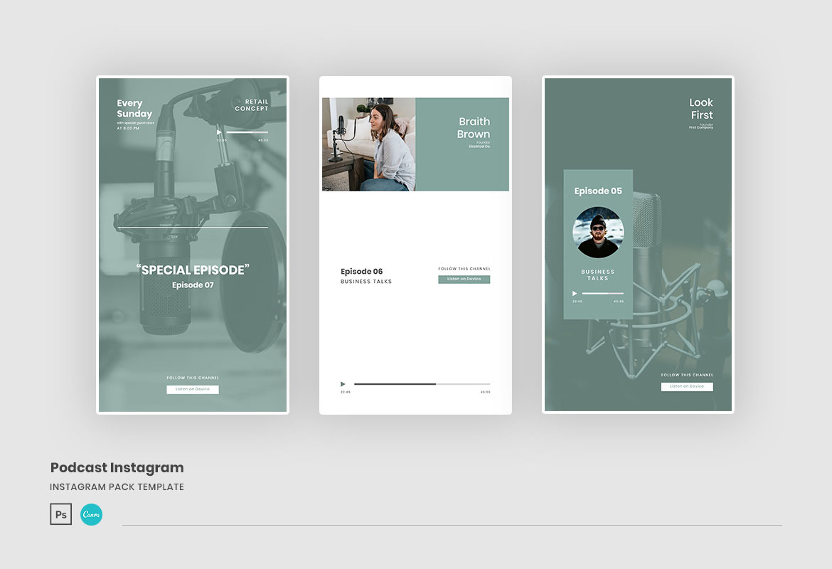 Podcast Instagram Template Canva