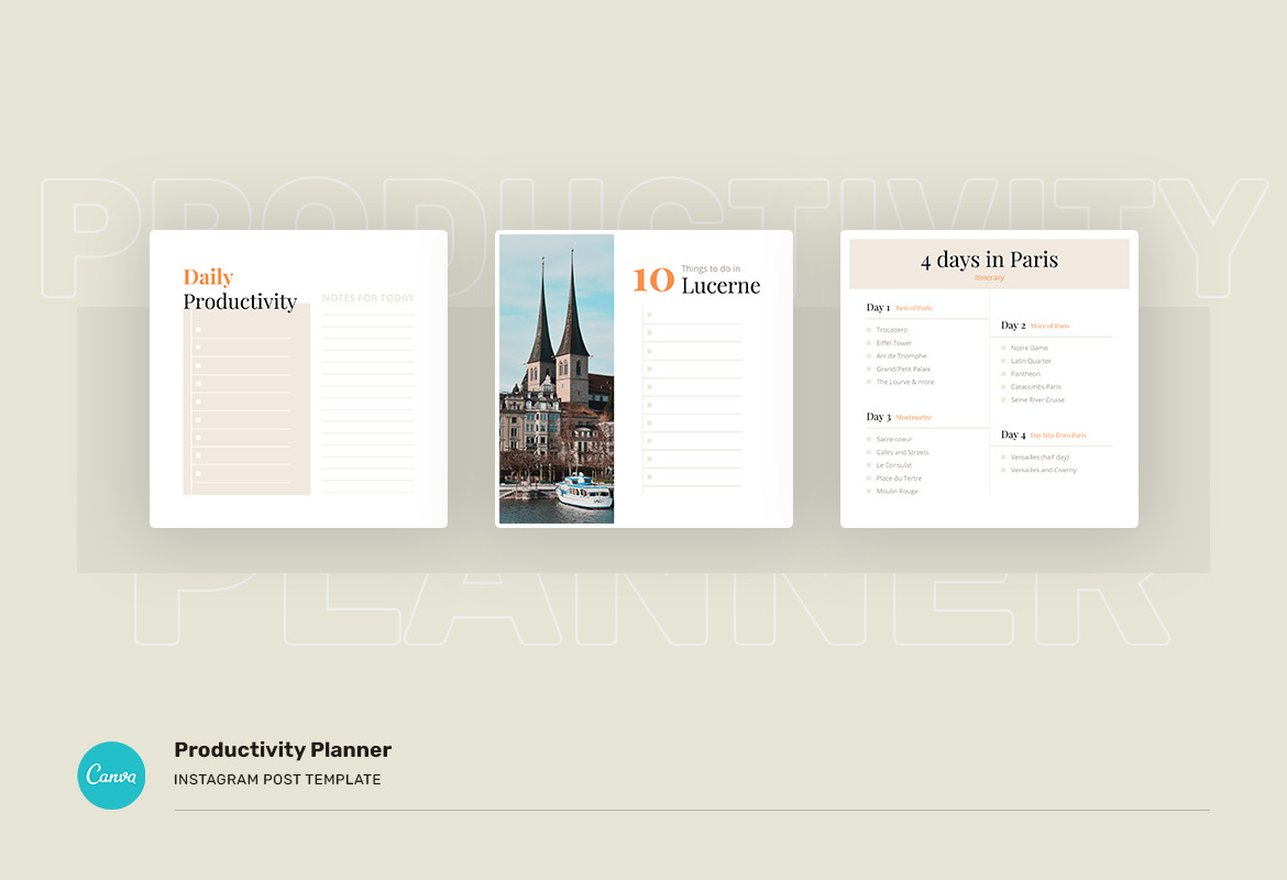 Productivity Planner Instagram Canva