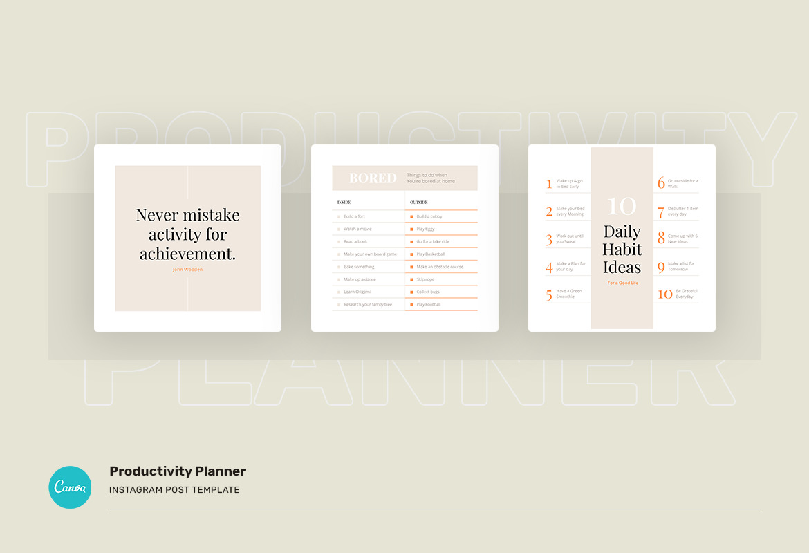Productivity Planner Instagram Canva