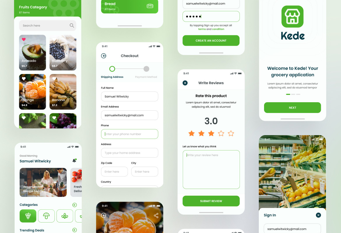 Kede - Grocery iOS App Design UI Template