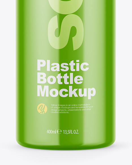 Glossy Soap Bottle with Pump Mockup - Front View