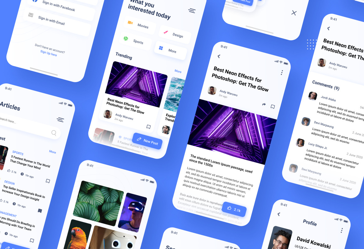 Blog News iOS App Figma & PSD Template Blog News iOS App Figma & PSD Template