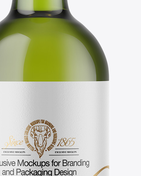 Green Glass White Wine Bottle Mockup