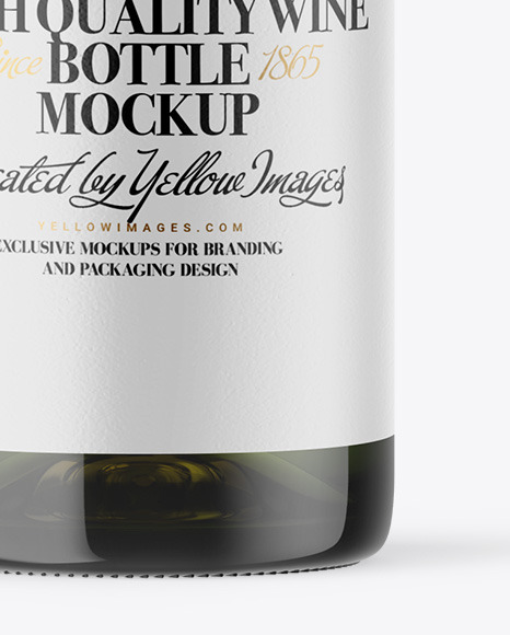 Green Glass White Wine Bottle Mockup