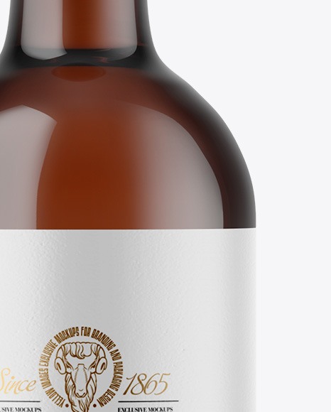 Amber Glass White Wine Bottle Mockup