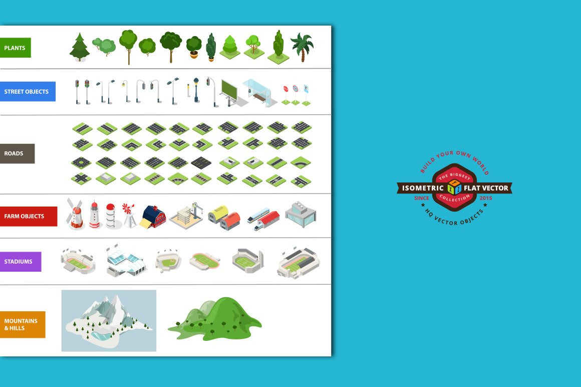 Isometric flat world collection v.1