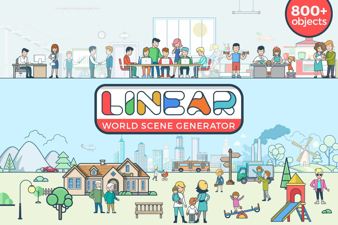 Linear World Scene Generator vector Linear World Scene Generator vector