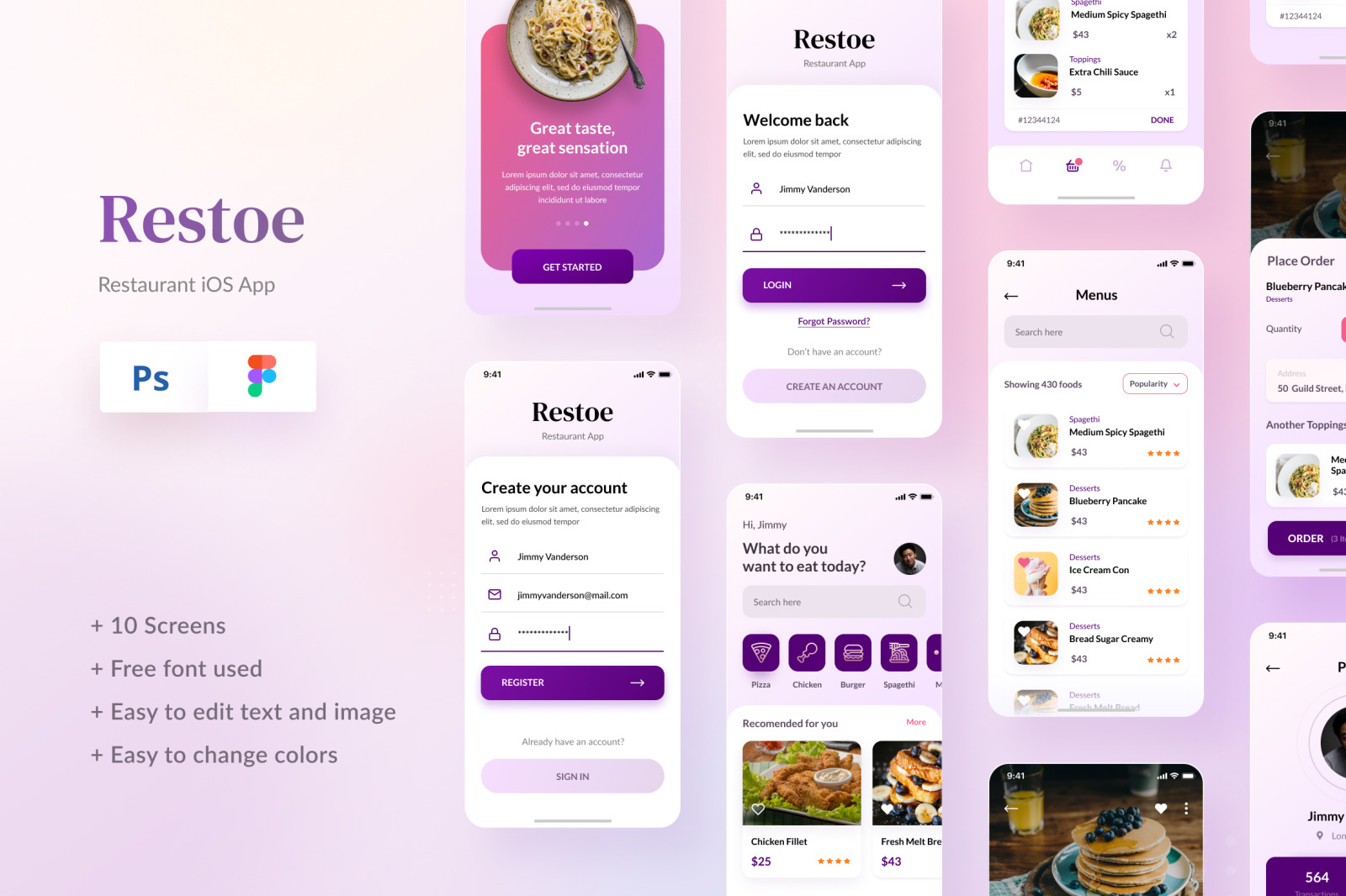 Restoe - Restaurant Food App Design Figma &amp; PSD