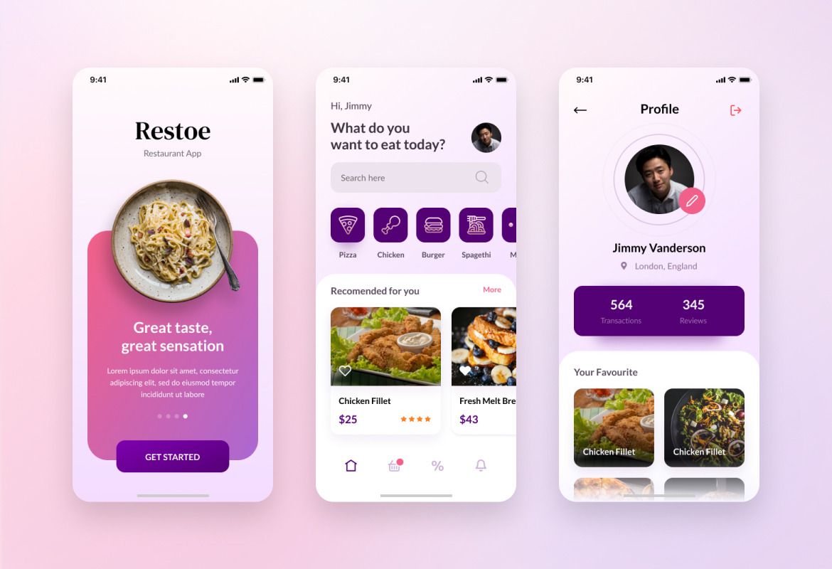 Restoe - Restaurant Food App Design Figma &amp; PSD