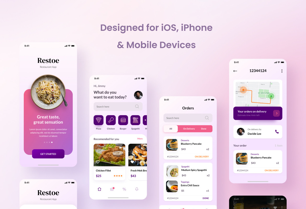 Restoe - Restaurant Food App Design Figma &amp; PSD