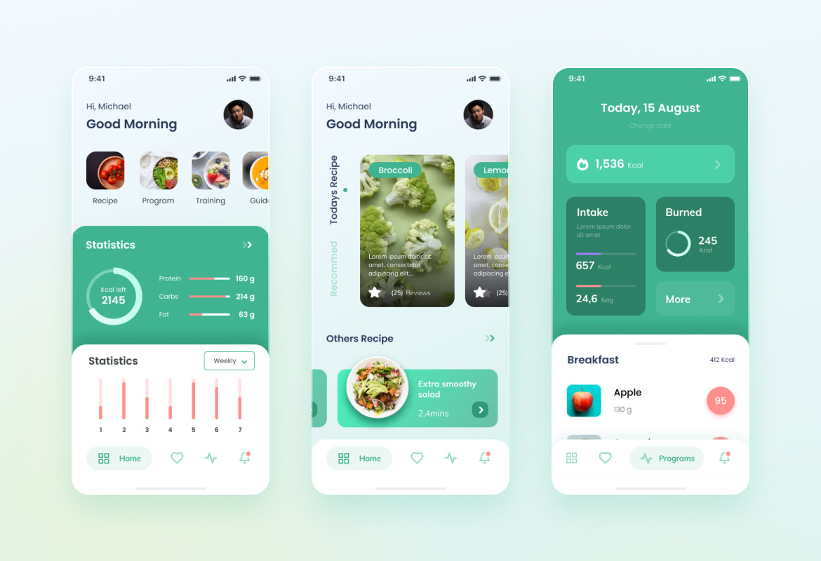 Vegeat - Healthy Food iOS App Design Figma &amp; PSD