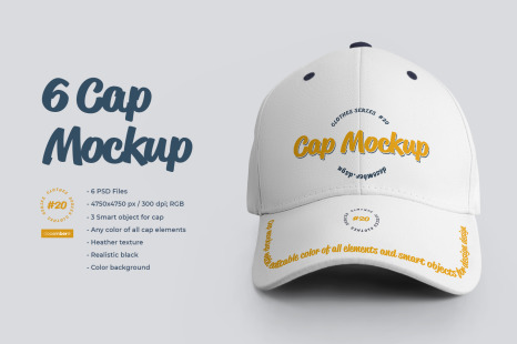 6 Cap Mockups - Baseball