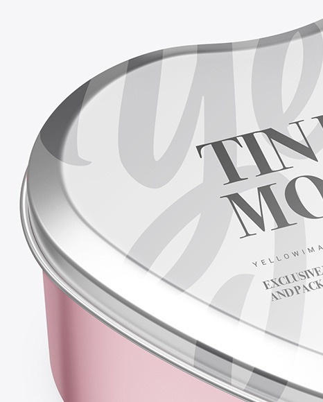 Heart-Shape Metallic Tin Box Mockup