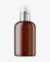 Frosted Amber Cosmetic Bottle with Pump Mockup