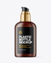 Frosted Amber Cosmetic Bottle with Pump Mockup