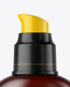 Frosted Amber Cosmetic Bottle with Pump Mockup