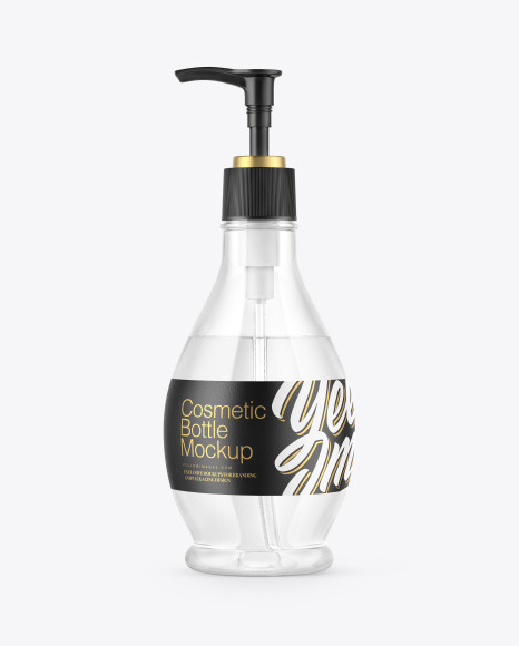 Clear Cosmetic Bottle with Pump Mockup