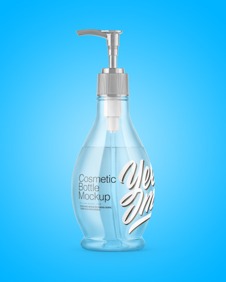 Clear Cosmetic Bottle with Pump Mockup