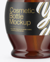Amber Cosmetic Bottle with Pump Mockup