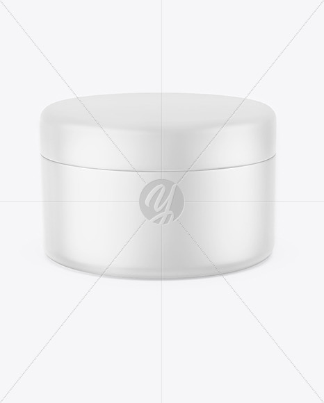 Closed Matte Plastic Cosmetic Jar Mockup - Front View (High-Angle Shot)