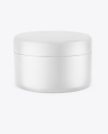 Closed Matte Plastic Cosmetic Jar Mockup - Front View (High-Angle Shot)