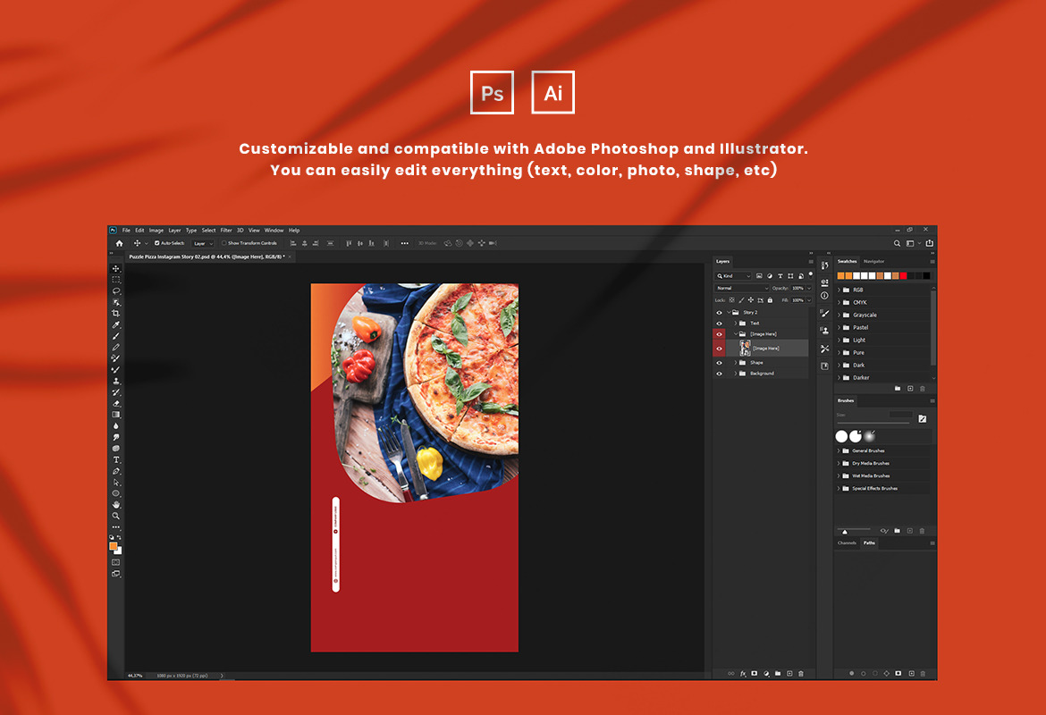 Pizza Instagram Puzzle Ads Template