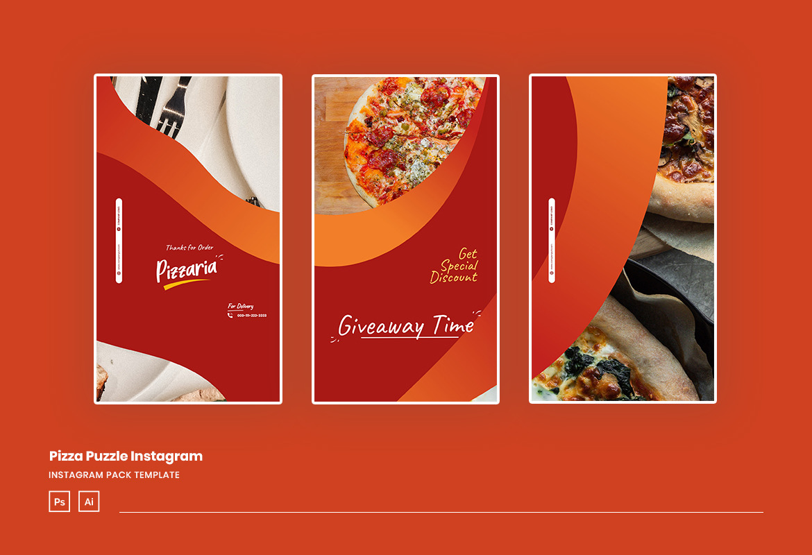 Pizza Instagram Puzzle Ads Template