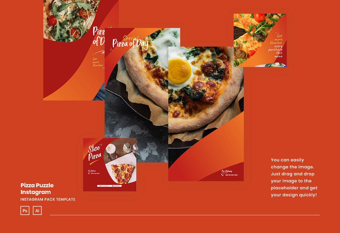 Pizza Instagram Puzzle Ads Template