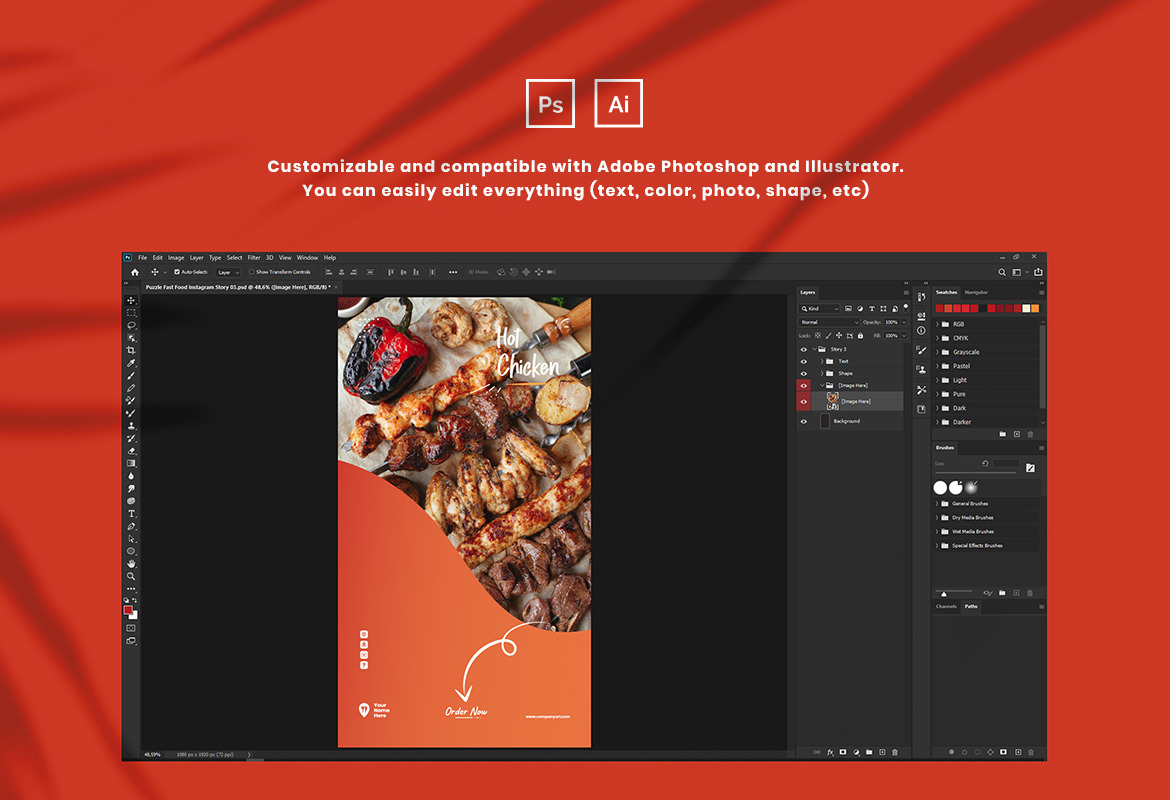 Fast Food Instagram Puzzle Ads Story and Post Fast Food Instagram Puzzle Ads Story and Post