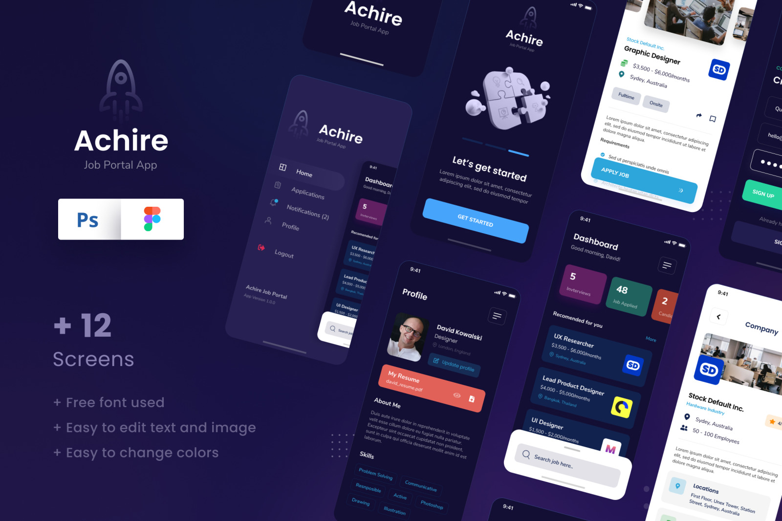 Achire - Job Portal iOS App Design