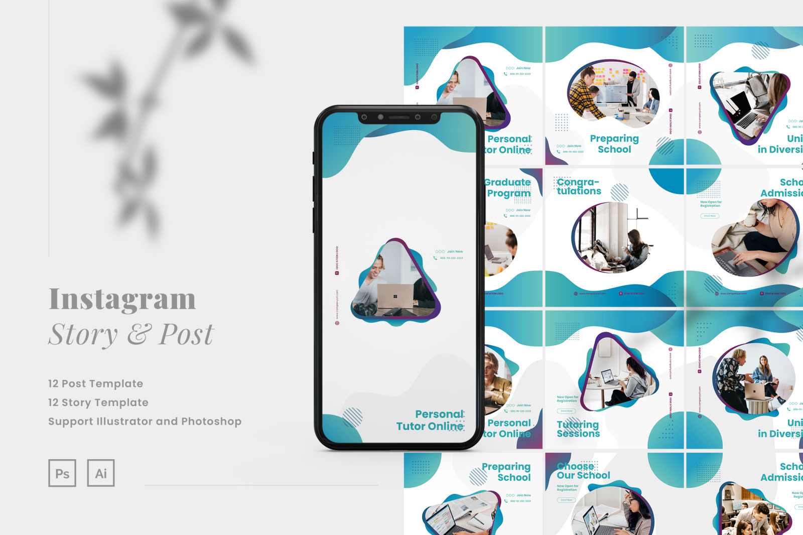 Elegant Puzzle School Instagram Post & Story Elegant Puzzle School Instagram Post & Story