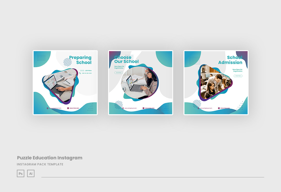 Elegant Puzzle School Instagram Post &amp; Story