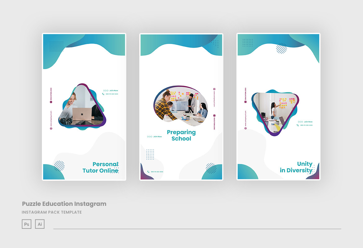 Elegant Puzzle School Instagram Post & Story Elegant Puzzle School Instagram Post & Story