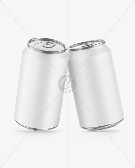 Two Metallic Drink Cans w/ Matte Finish Mockup