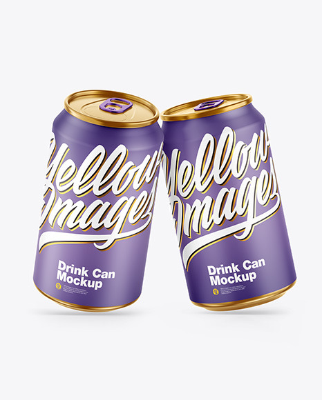 Two Metallic Drink Cans w/ Matte Finish Mockup