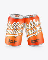 Two Metallic Drink Cans w/ Matte Finish Mockup